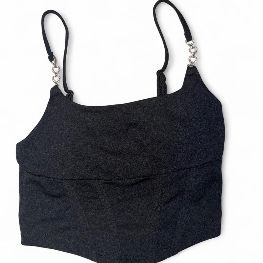 Corset Design Crop Top with Heart Chain Straps